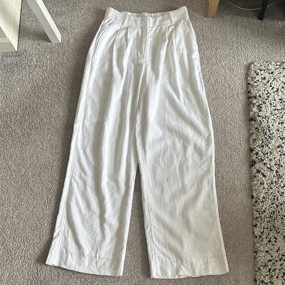 Abercrombie curve love wide leg linen trousers